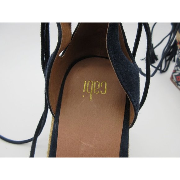 Cabi navy leather Isla wedge espadrilles sandals - Picture 7 of 11